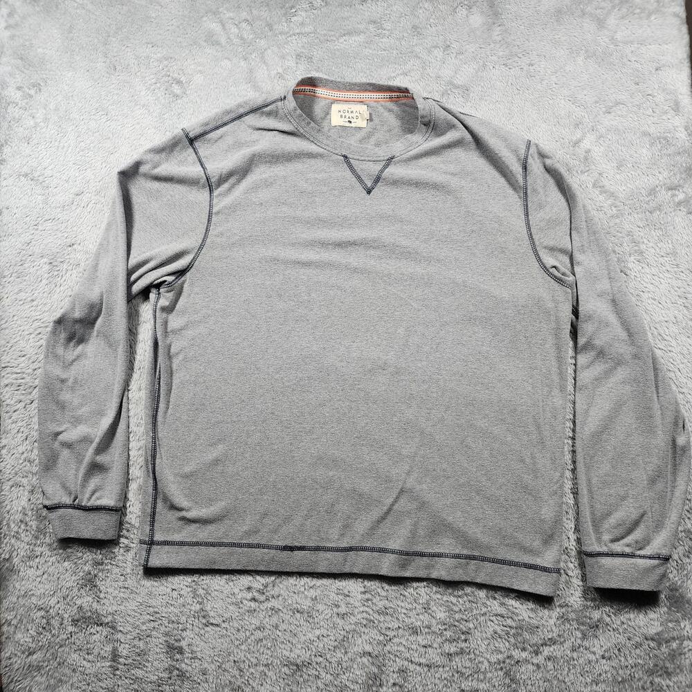 The Normal Brand Sweatshirt Mens XL Gray Fleece Pullover Crewneck Soft Stretch